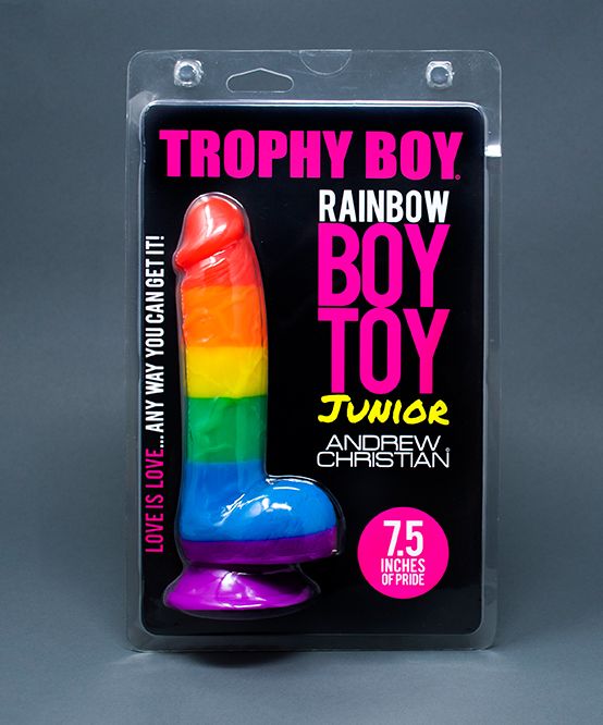 Andrew Christian Dildo Trophy Boy Rainbow Pride Gay Dildo BoyToy 7.5in - SexyMenUnderwear.com