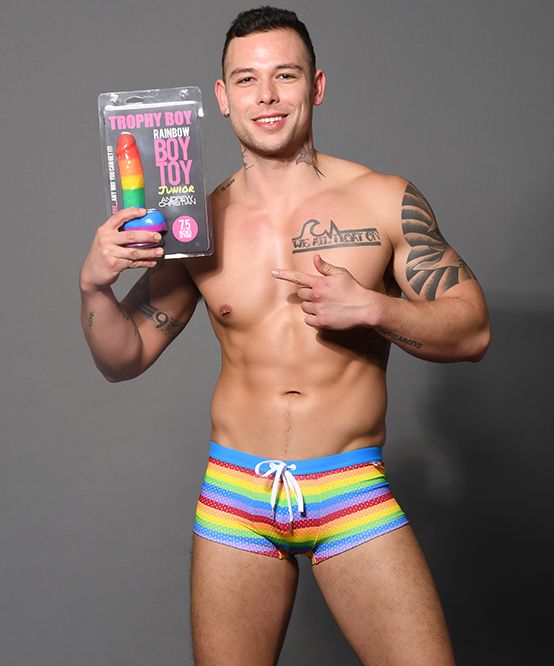 Andrew Christian Dildo Trophy Boy Rainbow Pride Gay Dildo BoyToy 7.5in - SexyMenUnderwear.com