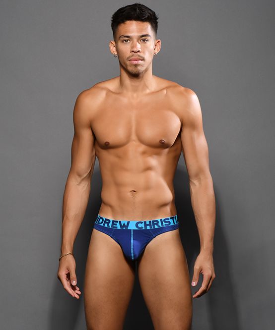 Andrew Christian Happy Thong Soft Natural Cotton Navy 92745 - SexyMenUnderwear.com