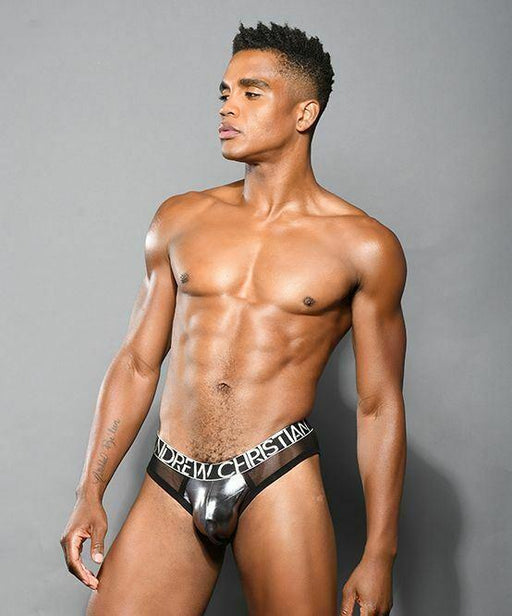 Andrew Christian Jockstrap GunMetal Sheer Jock Shimmering Metallic 92112 46 - SexyMenUnderwear.com