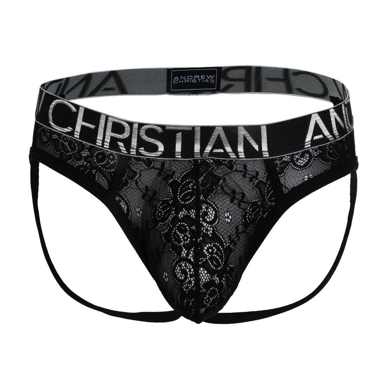 Andrew Christian Lace Jock Seductive & Sheer Jockstrap Black 92353 35 - SexyMenUnderwear.com