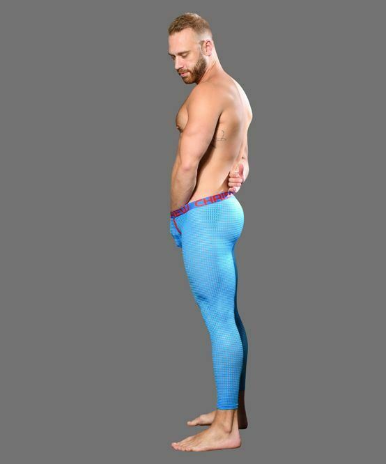 Andrew Christian Legging 4-Way Mesh Stretch Men Leggings Electric Blue 92307 67 - SexyMenUnderwear.com