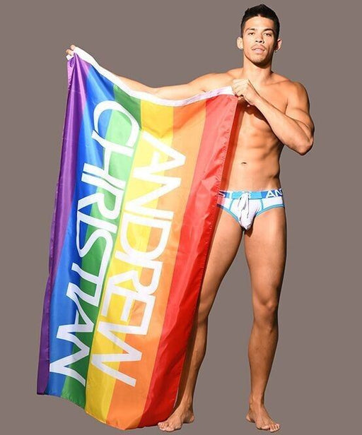 ANDREW CHRISTIAN Lettering Gay Pride Flag Rainbow Colours 150 cm x 90 cm - SexyMenUnderwear.com