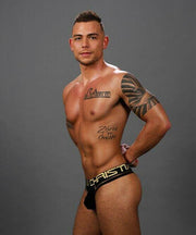 Andrew Christian Thong Midnight Tangas Shiny Golden Print 91285 1 - SexyMenUnderwear.com