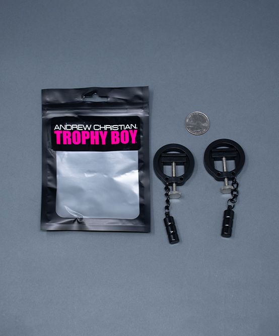 Andrew Christian Trophy boy Spiked Nipple clamp with weight 8853-43 - SexyMenUnderwear.com
