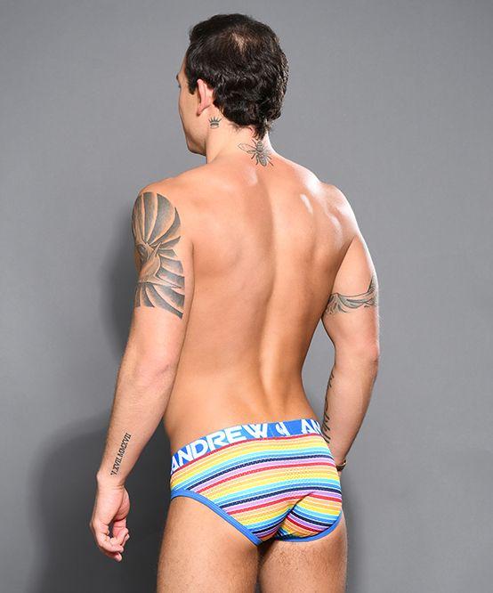 Andrew Cristian Brief Sunset Stripe Mesh Briefs Rainbow Fashion Slip 92061 32 - SexyMenUnderwear.com