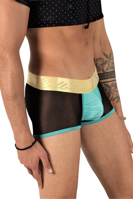 Boxer TANN MONTREAL Mesh Trunks Show Me Off Transparent Trunk Turquoise 4 - SexyMenUnderwear.com