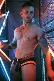 BREEDWELL Akira Brief 3M Reflector Sheer Inset Neon Orange 38 - SexyMenUnderwear.com