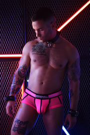 BREEDWELL AXEL Brief Sheer Mesh Leg & Back Panels Neon Pink Briefs 24 - SexyMenUnderwear.com