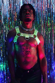 BREEDWELL Blacklights CYBER Harness Bulldog Shape Neon Green PVC 32 - SexyMenUnderwear.com