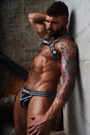 BREEDWELL Body Harness Hybred With Removable Center Straps Grey - SexyMenUnderwear.com