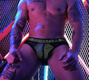 BREEDWELL Brief ManHole Collection Laser-Cut Mesh Panels Briefs Neon Green 15 - SexyMenUnderwear.com