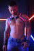 BREEDWELL BRUT Harness Classic Bulldog Style Soft Jacquard Stripe Neon Pink - SexyMenUnderwear.com
