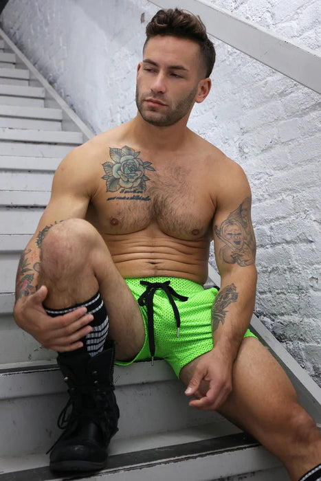 BREEDWELL Cruiser Short Perforated Fully Lined Shorts Secret Pockets Neon Green - SexyMenUnderwear.com