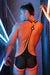BREEDWELL Daycrawler Singlet 3D Rubberized Chevron Bodysuit in Orange Neon - SexyMenUnderwear.com