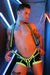 BREEDWELL Daycrawler Singlet 3D Rubberized Chevron Bodysuit in Yellow Neon - SexyMenUnderwear.com