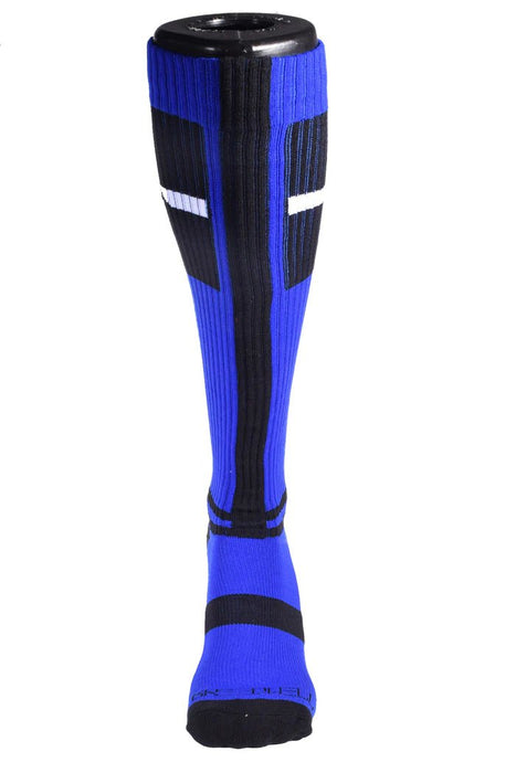 BREEDWELL Infinity Socks Ultra Luxurious Knee-High Sock Logo Stripes Blue - SexyMenUnderwear.com