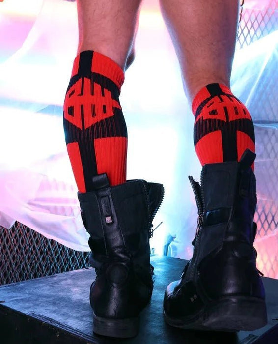 BREEDWELL Infinity Socks Ultra Luxurious Knee-High Sock Logo Stripes Red - SexyMenUnderwear.com