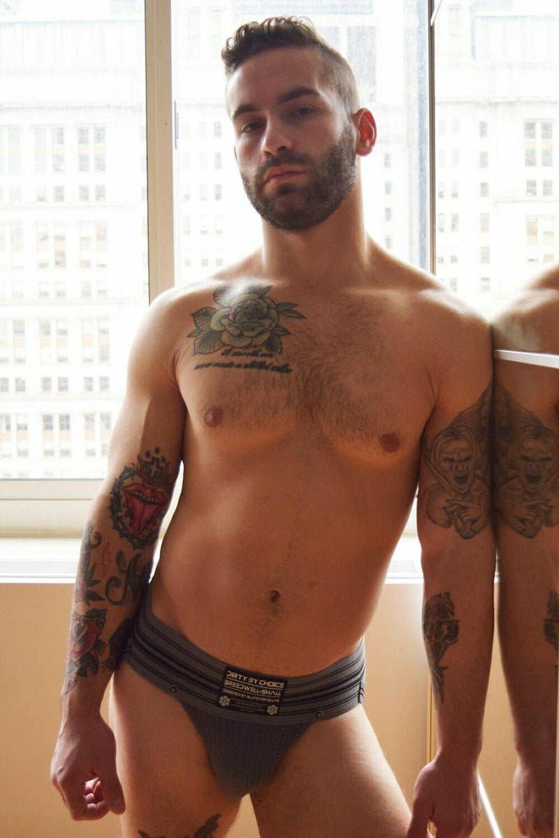 BREEDWELL Jock CUMDUMP Jockstrap Old-School Classic Woven Jocks Grey 5 - SexyMenUnderwear.com