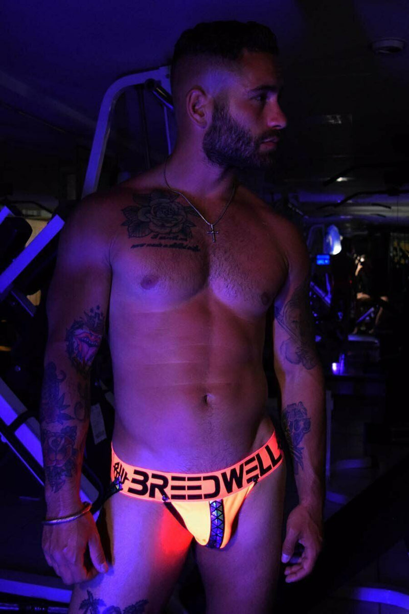 BREEDWELL Jocks Prism Blacklight Reflective Elastic Jockstraps Orange Neon 11 - SexyMenUnderwear.com