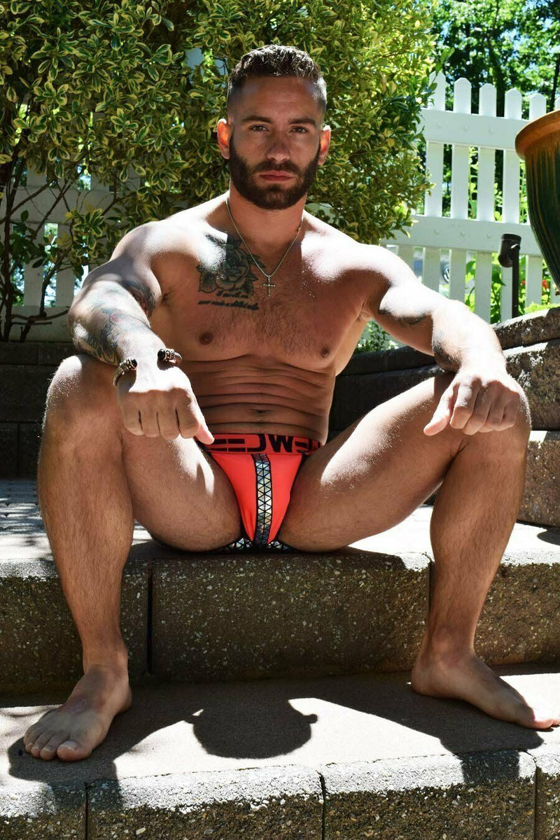BREEDWELL Jocks Prism Blacklight Reflective Elastic Jockstraps Orange Neon 11 - SexyMenUnderwear.com