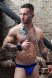 BREEDWELL Jockstrap BRUT Athletic Mesh Pouch With Contrast Cup Blue Jock - SexyMenUnderwear.com