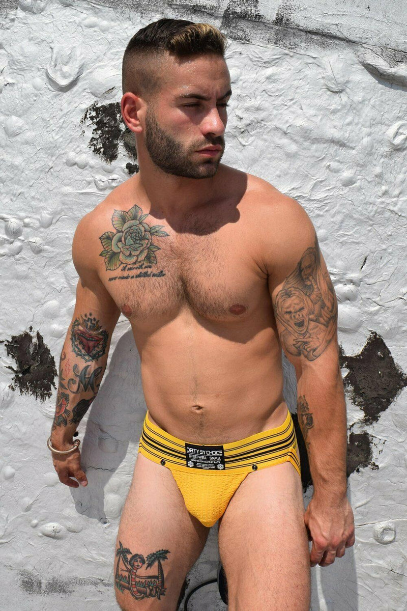 BREEDWELL Jockstrap CUMDUMP Old-School Jock Stretchy Woven Pouch Yellow 4 - SexyMenUnderwear.com