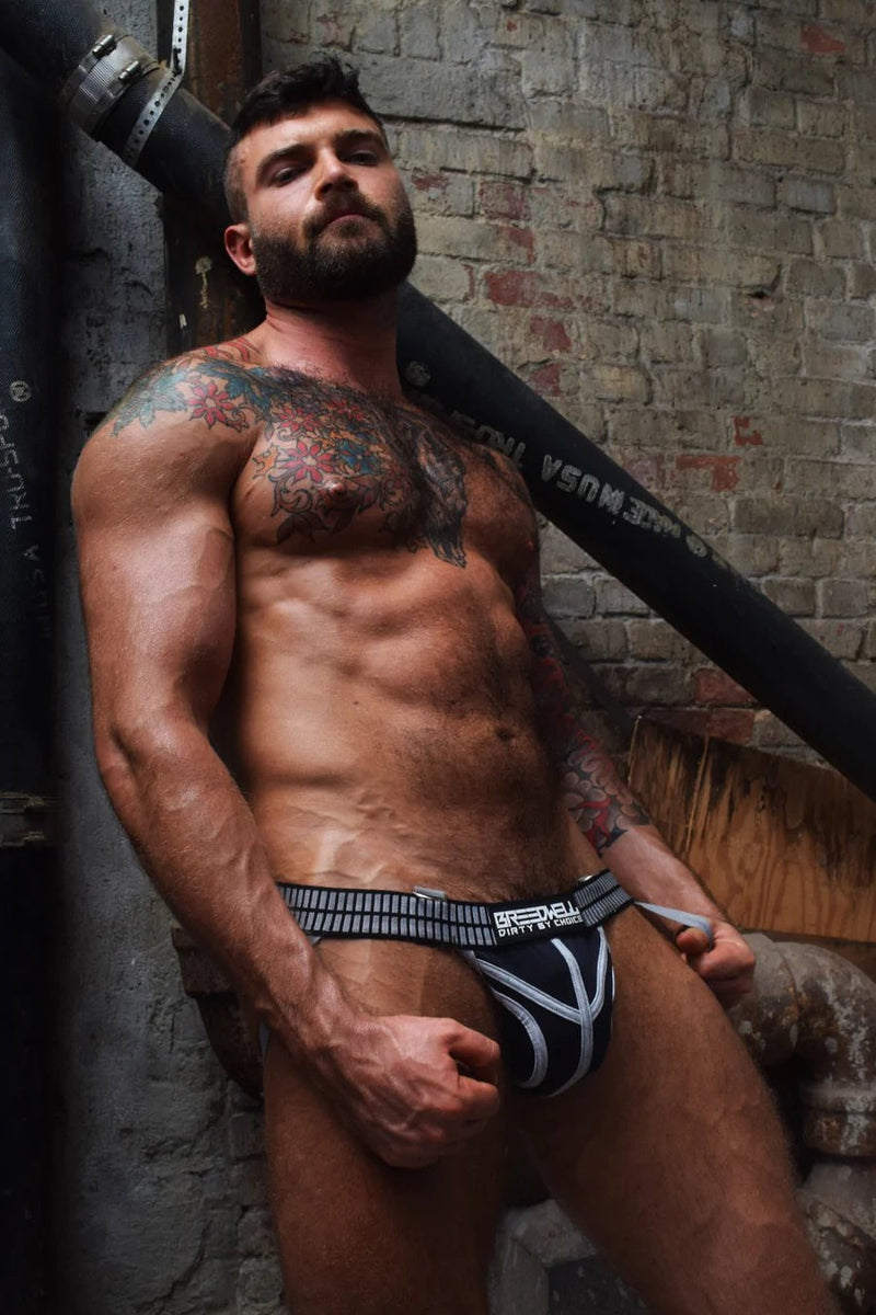 BREEDWELL Jockstrap Signature Hybred Lightweight Neoprene Jock Knit in Grey Heather - SexyMenUnderwear.com