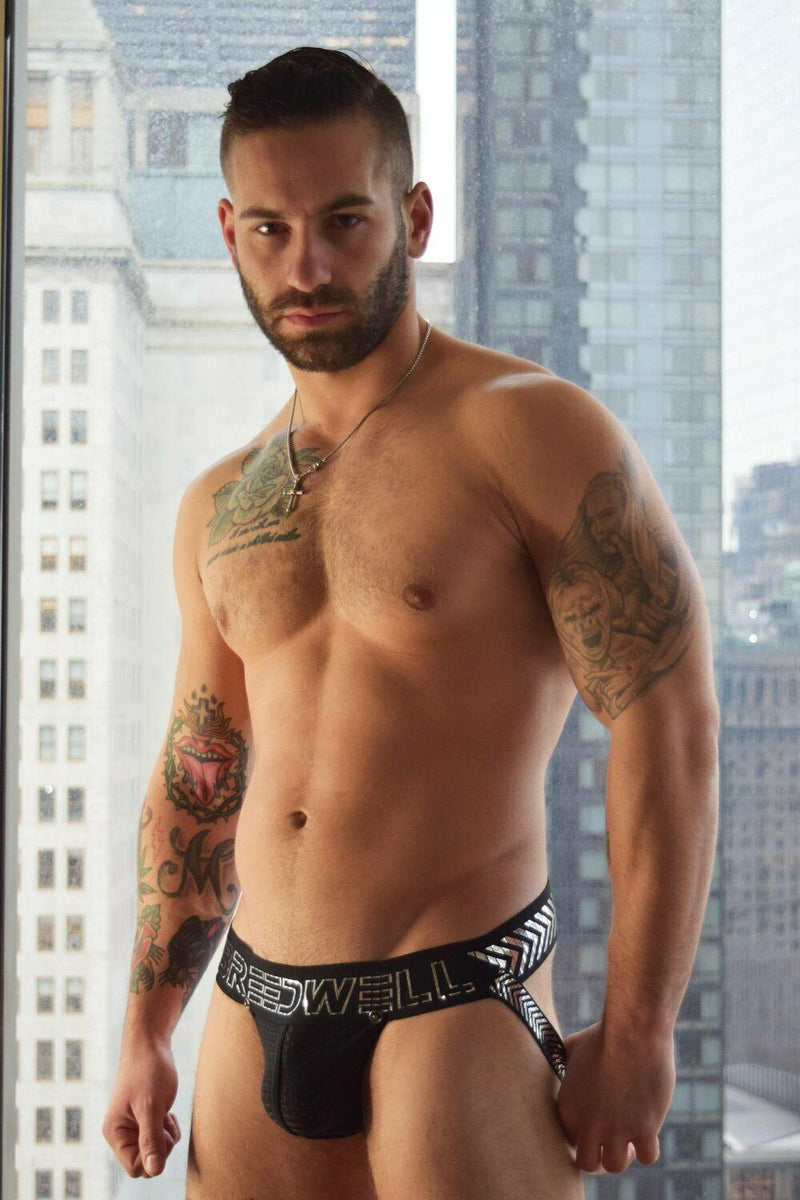 BREEDWELL Jockstraps Chevron Stretchy Sexy Jock Circuit Versatile Chrome 28 - SexyMenUnderwear.com