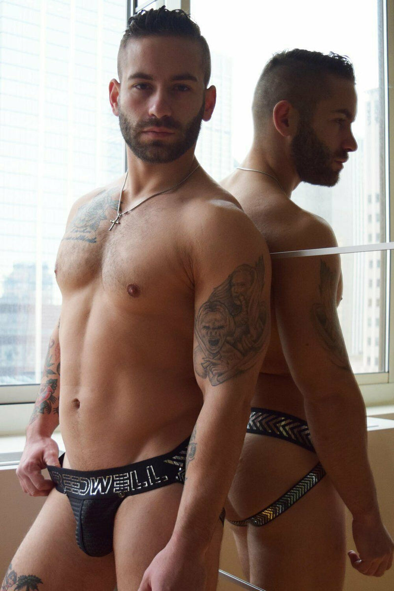 BREEDWELL Jockstraps Chevron Stretchy Sexy Jock Circuit Versatile Chrome 28 - SexyMenUnderwear.com