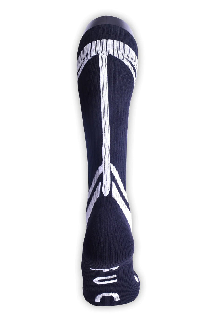 BREEDWELL Knee Socks HYBRED Bold Logo Lined Angled Black Sock - SexyMenUnderwear.com