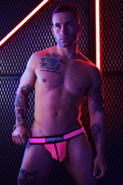 BREEDWELL Mesh Jockstrap EXPOSER Super Sexy Sheer Jock Neon Pink 1 - SexyMenUnderwear.com