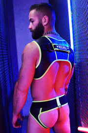BREEDWELL NEOGEAR SNAPS HARNESS FORM FITTING NEOPRENE NEON GREEN - SexyMenUnderwear.com
