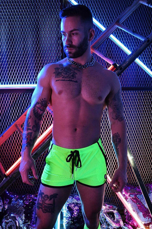 BREEDWELL Shorts Remix Circuit With Pockets Breathable Super Soft Mesh Green 26 - SexyMenUnderwear.com