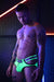 BREEDWELL SIDE-CUT BRIEFS REFLECTOR WITH TWO D-RINGS NEON GREEN 29 - SexyMenUnderwear.com