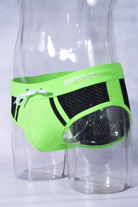 BREEDWELL Swim-Brief Cruiser 3d Logo Stripe Detail Mesh Panels Green Neon 10 - SexyMenUnderwear.com