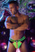 BREEDWELL Thong 'MAGNUM' Collection Fashion Sexy Thongs Mesh Stripe Neon Green 26 - SexyMenUnderwear.com