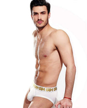 Brief GARCON MODEL San Marco Briefs Double-Ply White & Gold 6 - SexyMenUnderwear.com