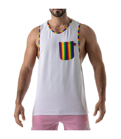 Camisole TOF PARIS Pride Tank Top Rainbow Pattern Sewn In Soft Cotton Jersay 22 - SexyMenUnderwear.com