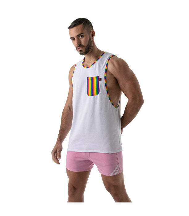 Camisole TOF PARIS Pride Tank Top Rainbow Pattern Sewn In Soft Cotton Jersay 22 - SexyMenUnderwear.com