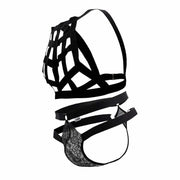 CANDYMAN Cage Harness Thong Stretchy Microfiber Black 99419 8 - SexyMenUnderwear.com