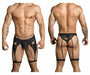 CANDYMAN Lace Garter Thong See-Through Elastic Waistband Black 99310 9 - SexyMenUnderwear.com