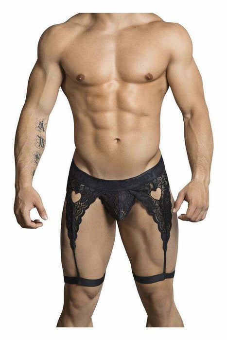 CANDYMAN Lace Garter Thong See-Through Elastic Waistband Black 99310 9 - SexyMenUnderwear.com