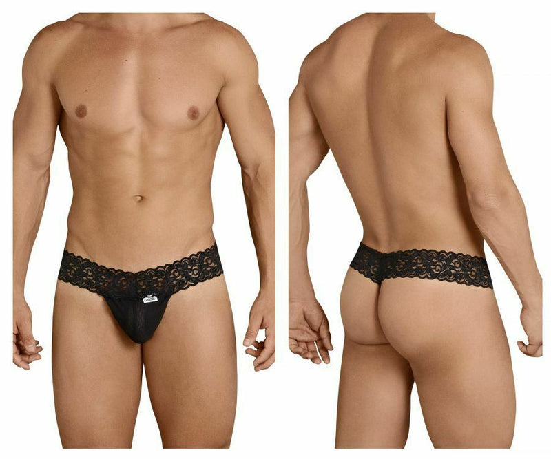 CANDYMAN Lace Thong Sexy Front Super Stretch Black 99370 6 - SexyMenUnderwear.com