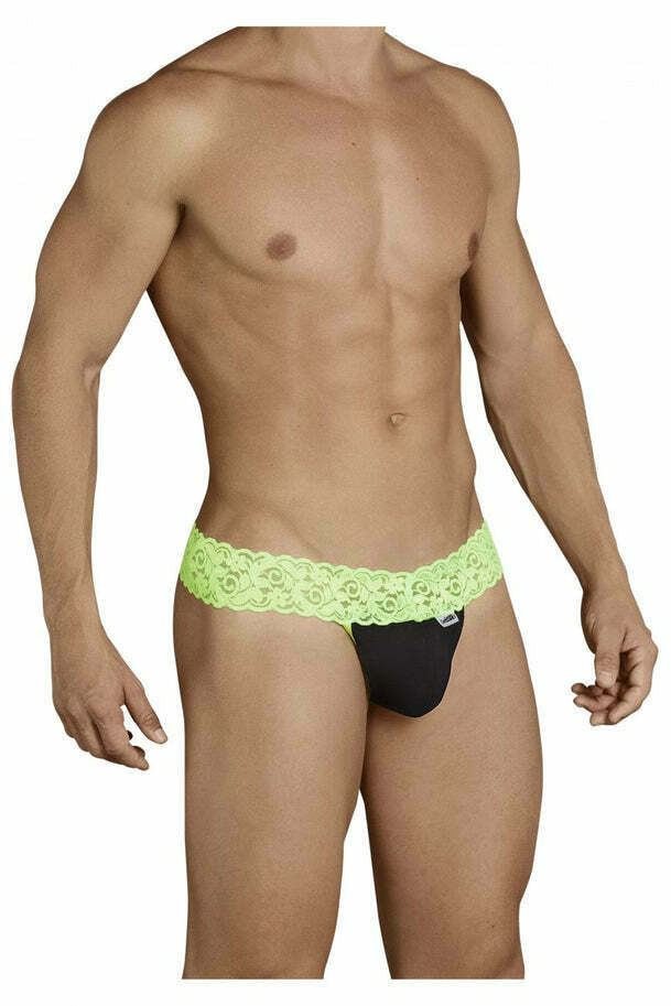 CANDYMAN Lace Thong Sexy Front Super Stretch Hot Green 99370 6 - SexyMenUnderwear.com