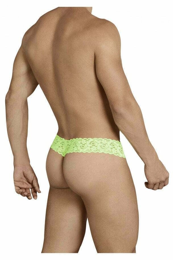 CANDYMAN Lace Thong Sexy Front Super Stretch Hot Green 99370 6 - SexyMenUnderwear.com