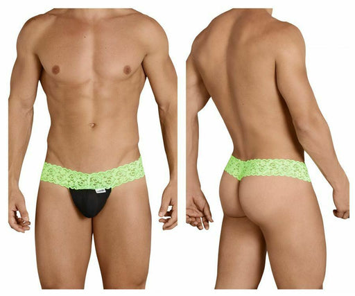 CANDYMAN Lace Thong Sexy Front Super Stretch Hot Green 99370 6 - SexyMenUnderwear.com