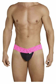 CANDYMAN Lace Thong Sexy Front Super Stretch Hot Pink 99370 6 - SexyMenUnderwear.com