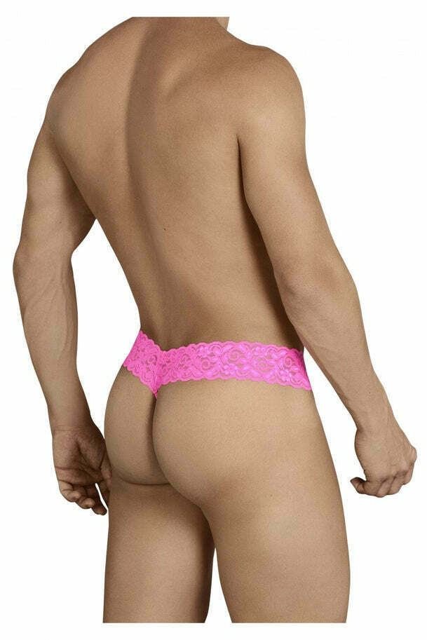 CANDYMAN Lace Thong Sexy Front Super Stretch Hot Pink 99370 6 - SexyMenUnderwear.com