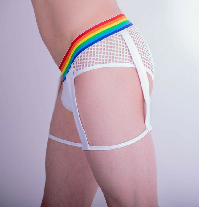 CandyMan Mens garther mini brief ! Slip jarretière pour homme White 99375 4 - SexyMenUnderwear.com